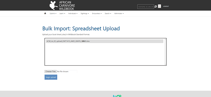 Bulk import screen b4 error message