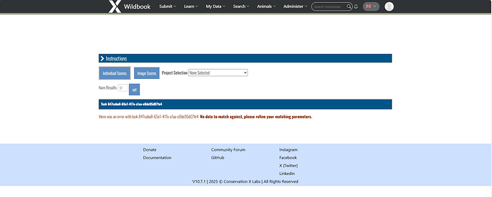 Error message wildbook